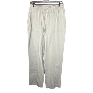 Blair ivory women’s Medium pull on pants Elastic waist pockets straight leg flaw